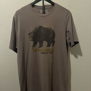 Eddie Bauer Men’s Graphic T-Shirt Brown Bear Nature Scene Size Large Tall LT